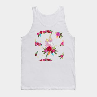 Unicorn with colorful roses Tank Top